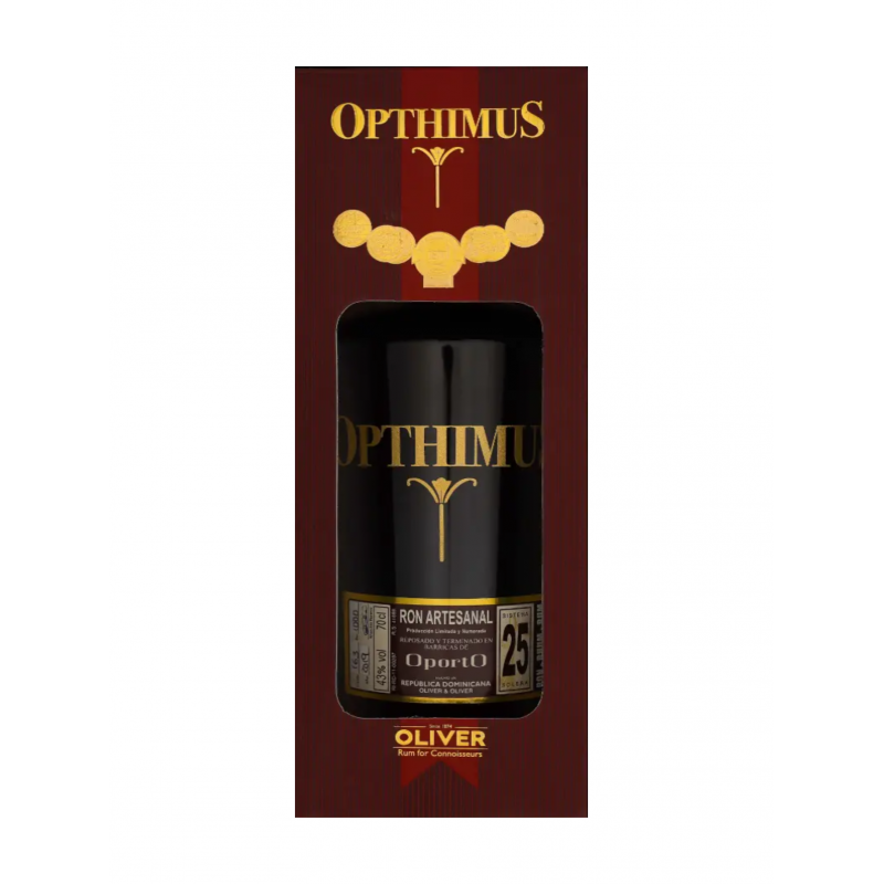 Opthimus 25 ans d'âge, Rhum Artisanal Solera, Rhum de République Dominicaine en Bouteille de 70 cl