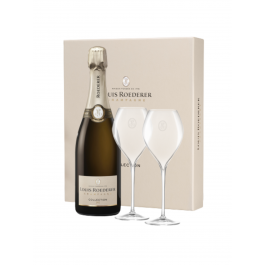 Louis Roederer Coffret 1 Bouteille de Collection 243 et 2 flûtes
