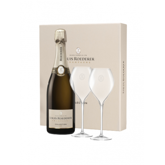 Louis Roederer Coffret 1 Bouteille de Collection 243 et 2 flûtes