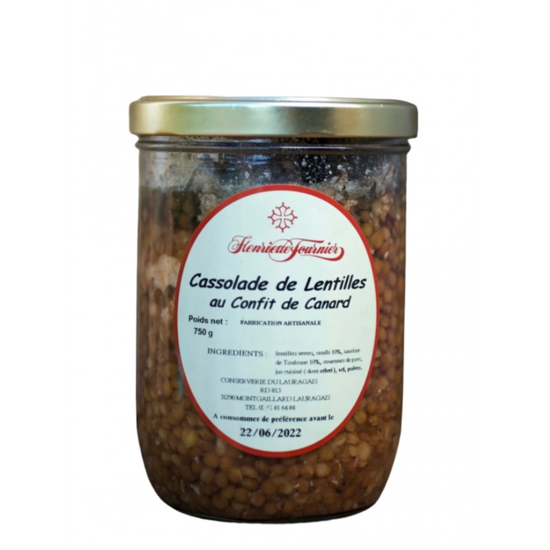 CONSERVERIE DU LAURAGAIS - Cassolade de lentilles au confit de Canard 750gr