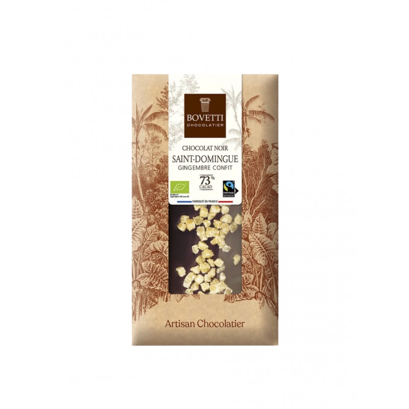 BOVETTI - Chocolat noir St Domingue gingembre confit 73% cacao bio 100gr