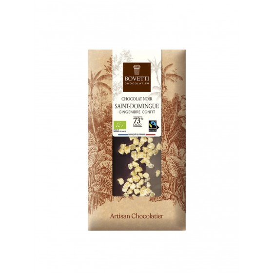 BOVETTI - Chocolat noir St Domingue gingembre confit 73% cacao bio 100gr