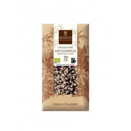 BOVETTI - Chocolat noir St Domingue noisette d'Italie 73% cacao - Bio 100gr