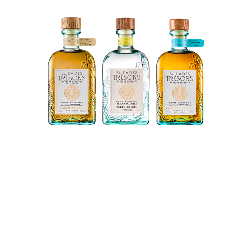 Rhum Baie des Trésors, "Coffret Rhum Découverte" Tripack, Rhum de Martinique en Bouteille de 70 cl