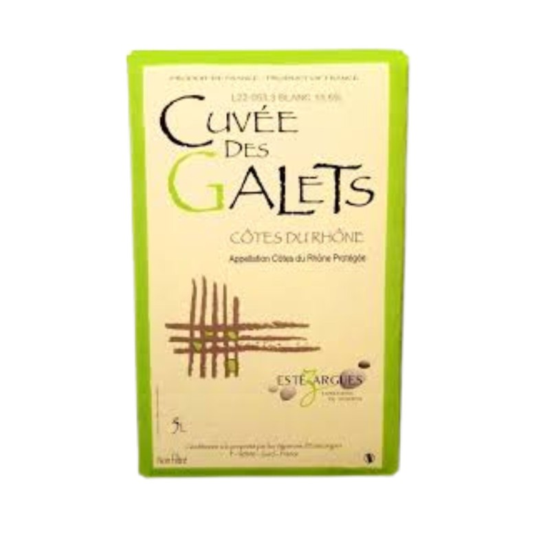 Les Vignerons d'Estézargues "Cuvée des Galets"  Bib 5 litres Côtes du Rhône Blanc Sec
