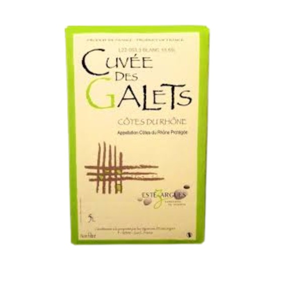 Les Vignerons d'Estézargues "Cuvée des Galets"  Bib 5 litres Côtes du Rhône Blanc Sec