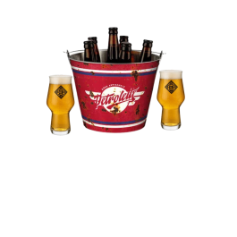 Seau Métal "Pétrolette" avec 6 Bières et 2 verres offerts