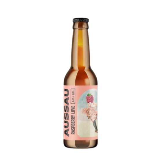 Bière Aussau Raspberry Love, bière blanche à la purée de framboises, en Bouteille de 33 cl