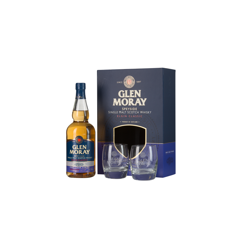 Distillerie GLEN MORAY Port Cask Finish - Coffret 2 verres