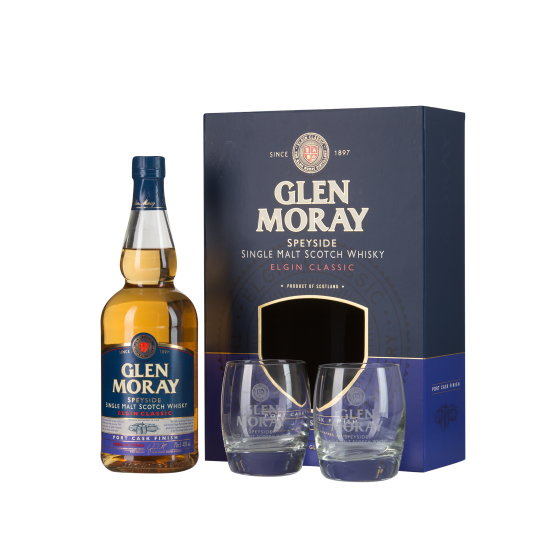Distillerie GLEN MORAY Port Cask Finish - Coffret 2 verres