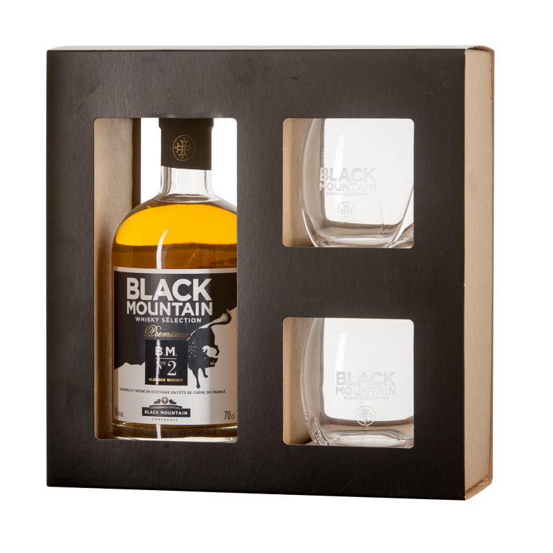 Coffret Whisky Black Mountain N° 2 + 2 verres
